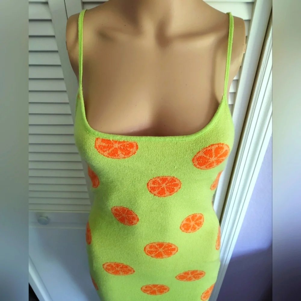 Pac Sun Bright Orange Slice Graphic Knit Like Mini Dress - Picture 4 of 5